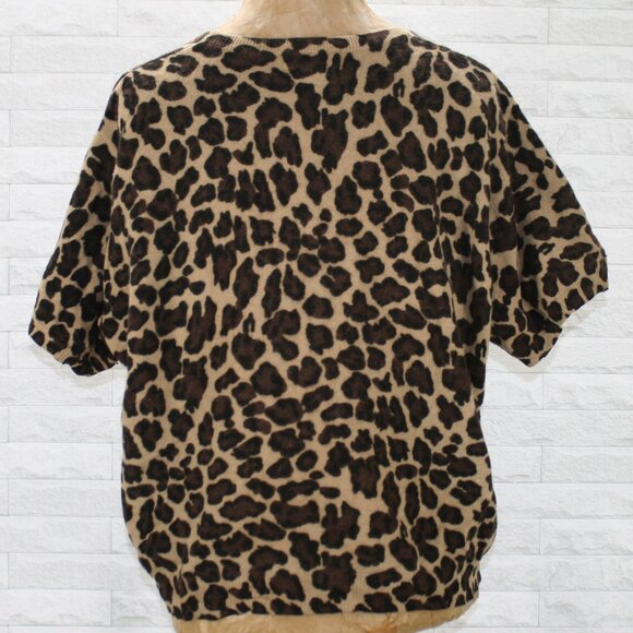 VINTAGE AUGUST MAX Sweater Leopard Print Lambswool Angora Plus Size Brown 1X - Picture 3 of 11